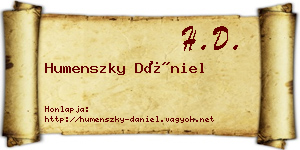 Humenszky Dániel névjegykártya